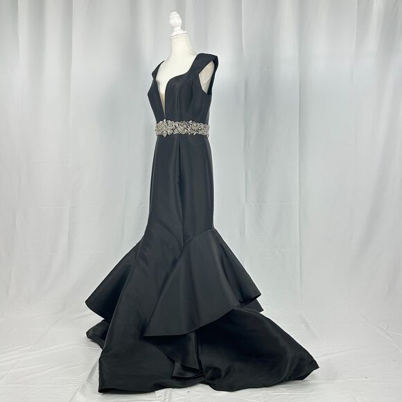 Jovani Black Maxi Dress with Silver Embellishment - Picture 3 of 4